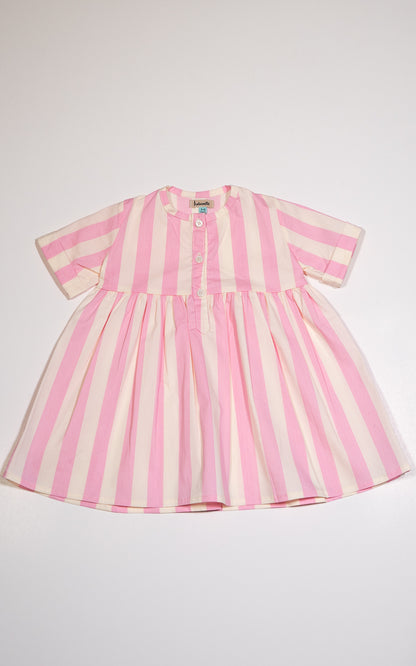 VESTIDO GENOVEVA RAYAS ROSA