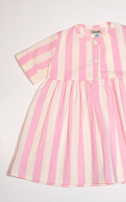 VESTIDO GENOVEVA RAYAS ROSA