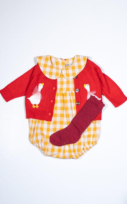CARDIGAN ROJO PATITOS