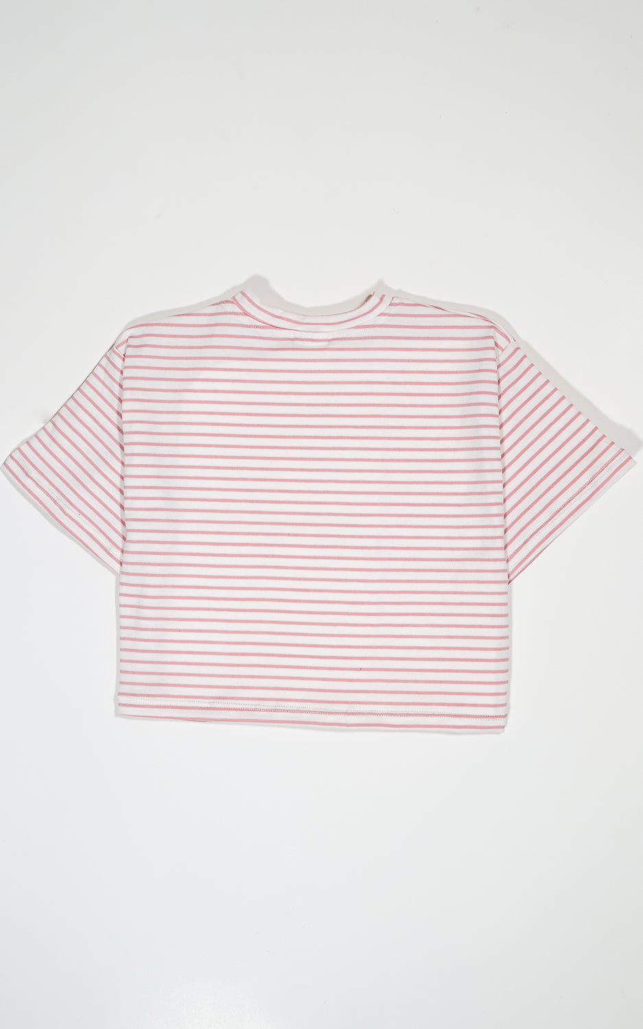 CAMISETA  RAYAS BLANCA Y ROSA