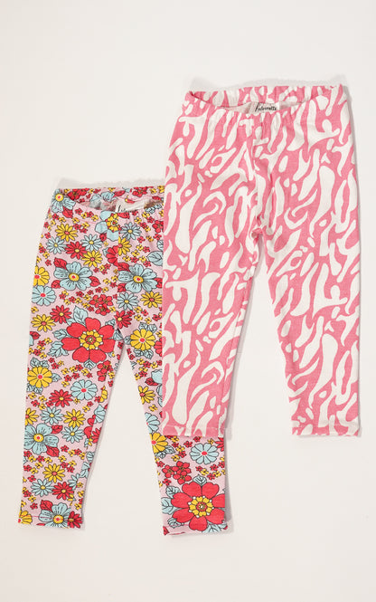 PACK LEGGINS X2 FLORES Y CEBRA.