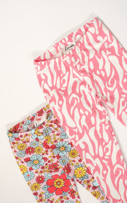 PACK LEGGINS X2 FLORES Y CEBRA.