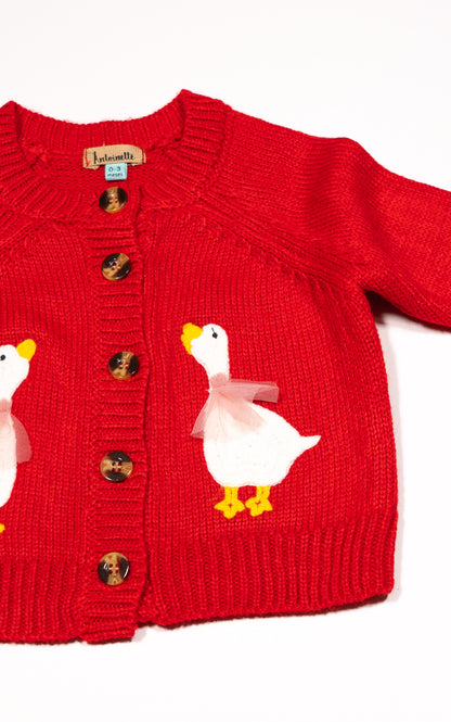 CARDIGAN ROJO PATITOS