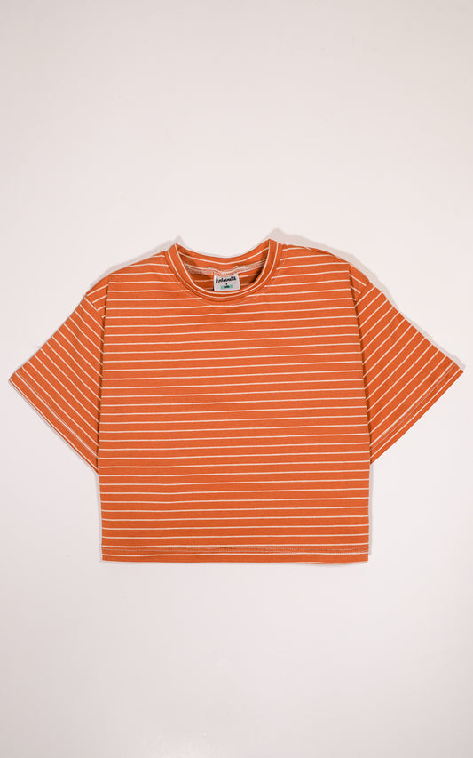CAMISETA RAYAS OCRE